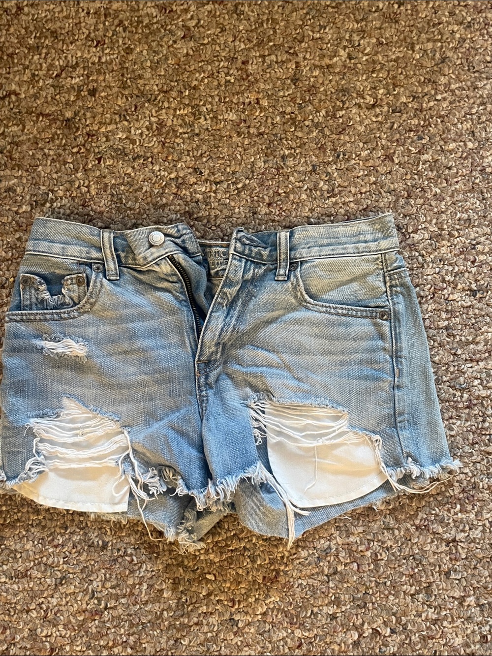 American Eagle Outfitters Light Blue Distressed Denim Cutoff Shorts